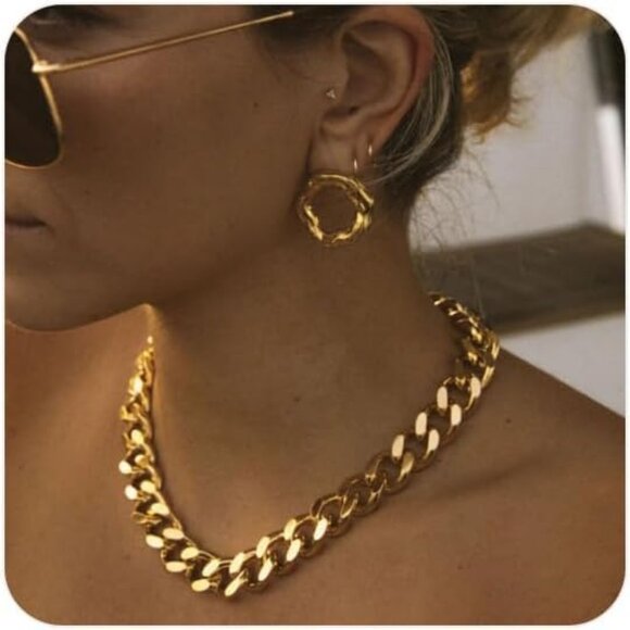 Chunky Cuban Link Chain for Men Women Stainless Steel Cuban Chain Necklace Hip H